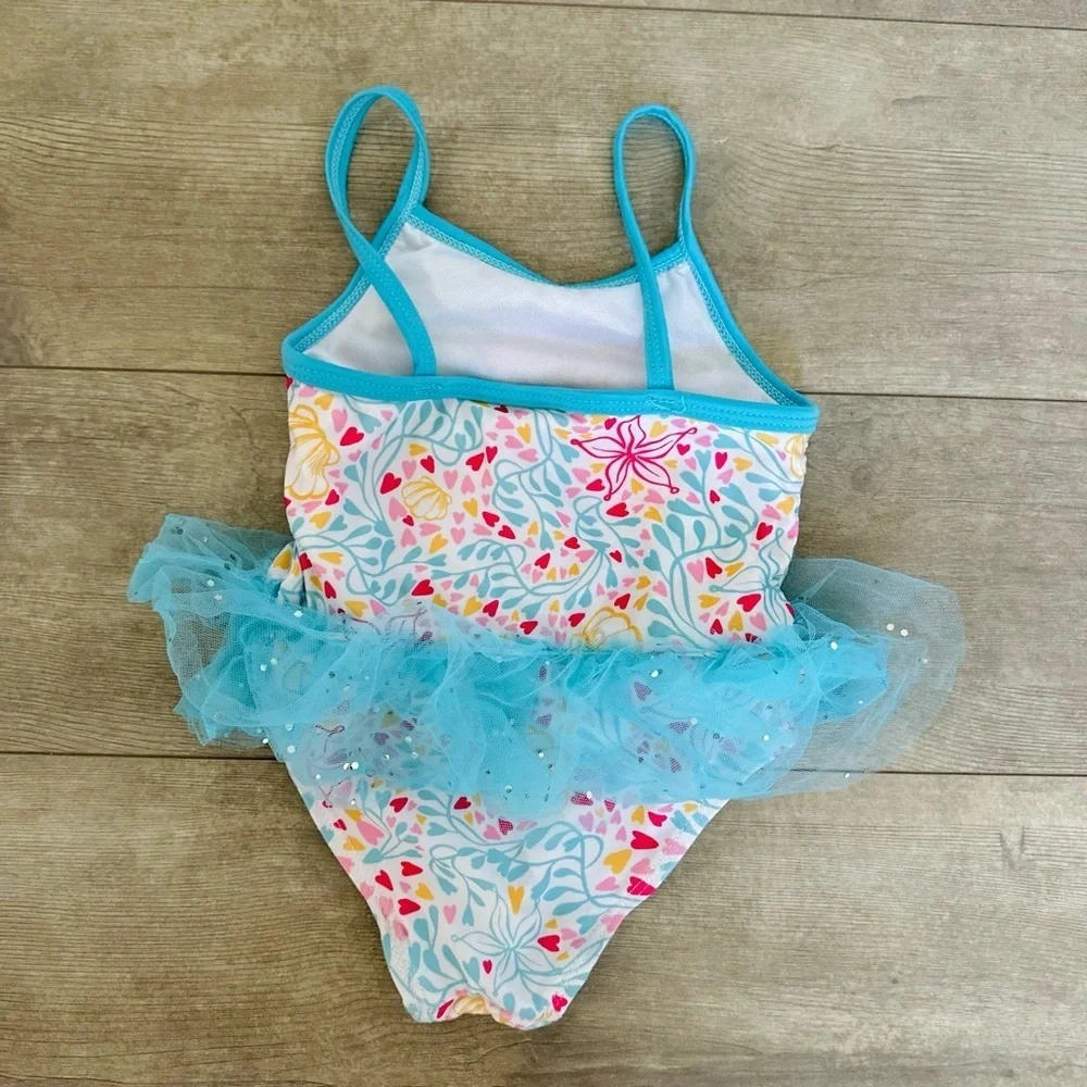 Disney Ariel Little Mermaid Swimsuit TuTu Toddler Girl Size 2T One-Piece Swim